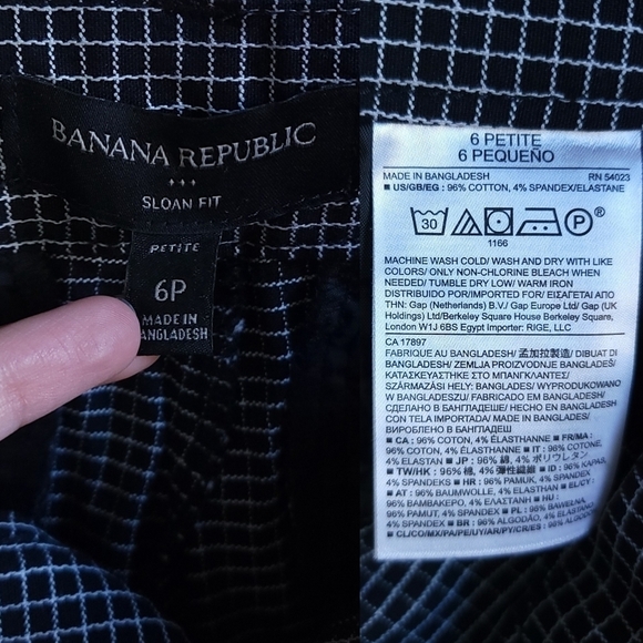 Banana Republic Sloan Fit Windowpane Check Career Trouser Pants Black 6 Petite - Picture 15 of 16